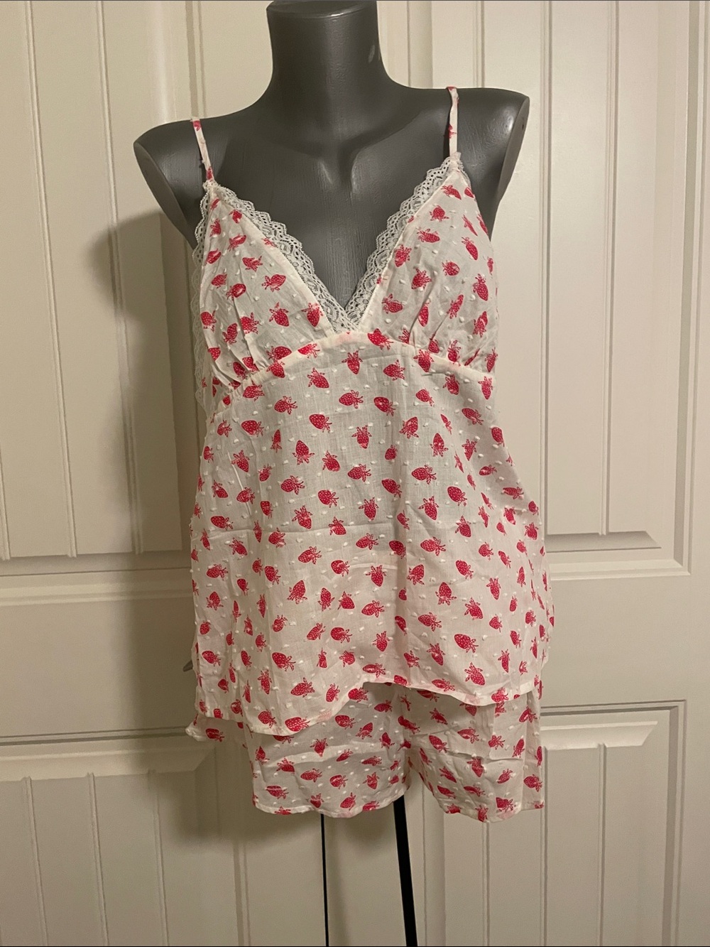 Flora Nikrooz White Cami & Short Pajama Set with Pink Floral Print